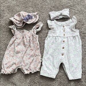 Floral Baby Romper and Headband Set